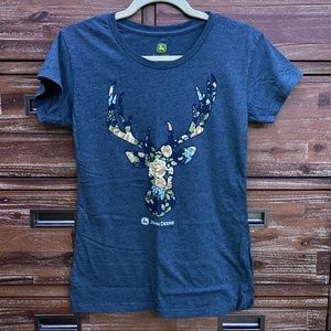 🌺John Deere floral deer silhouette tee